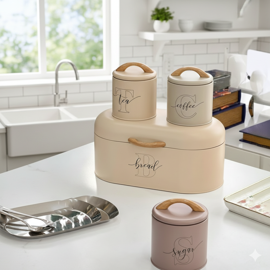 MultiColor 4-Piece Bread, Tea, Coffee, and Sugar Canister Set - All-In-One Store Pakistan