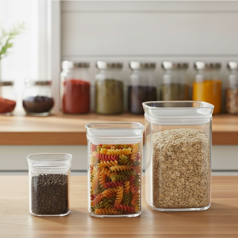 Signature Acrylic Stackable Airtight Jar with Transparent Lid by Ziba - All-In-One Store Pakistan