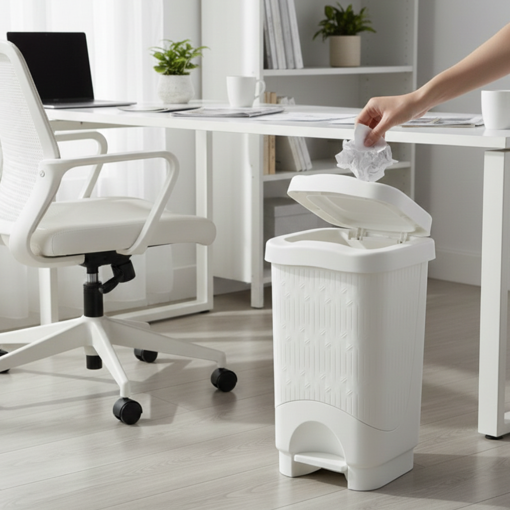 18L Bamboo-Style Dustbin with Pedal (1580) by Limon - All-In-One Store Pakistan
