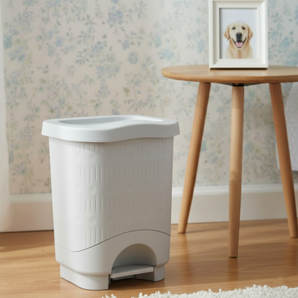 7L Bamboo-Style Dustbin with Pedal (1582) by Limon - All-In-One Store Pakistan