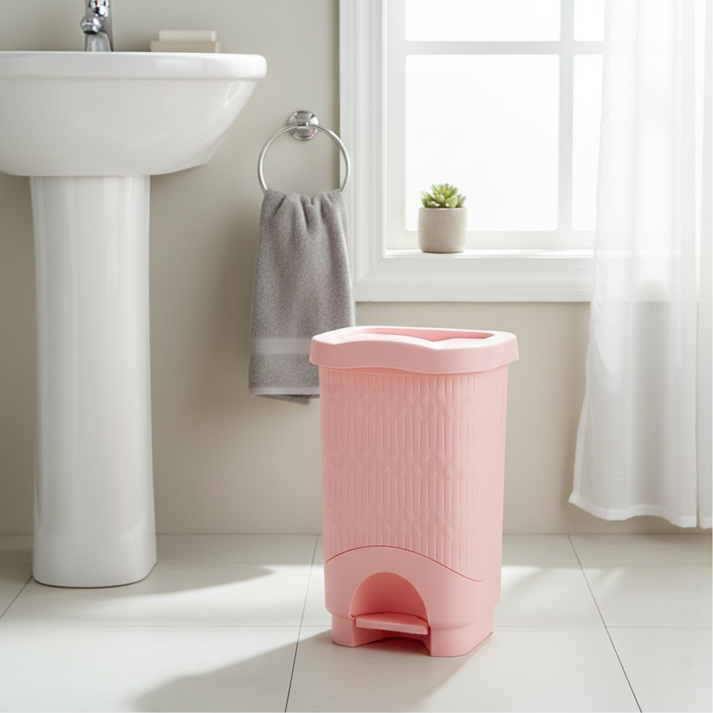 18L Bamboo-Style Dustbin with Pedal (1580) by Limon - All-In-One Store Pakistan