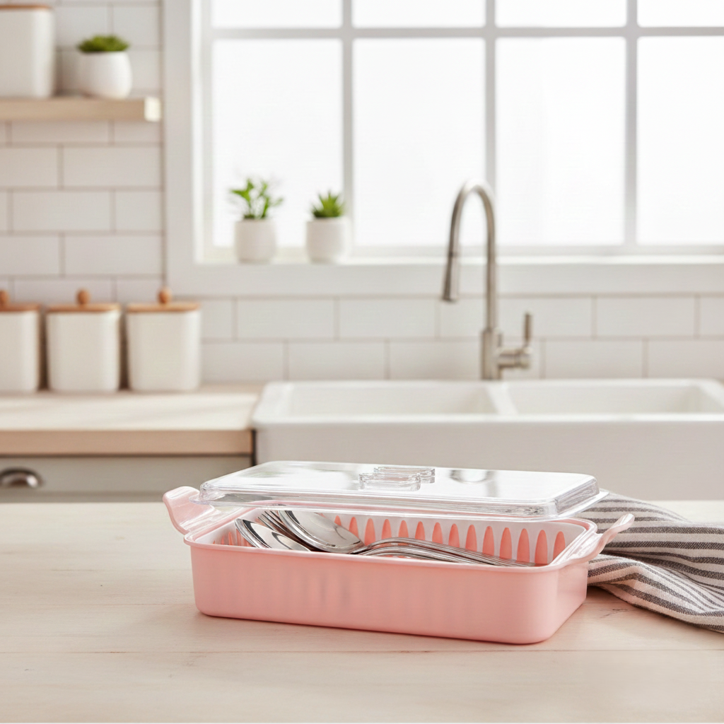Cutlery Box with Lid and Drain (1035) by Limon - All-In-One Store Pakistan