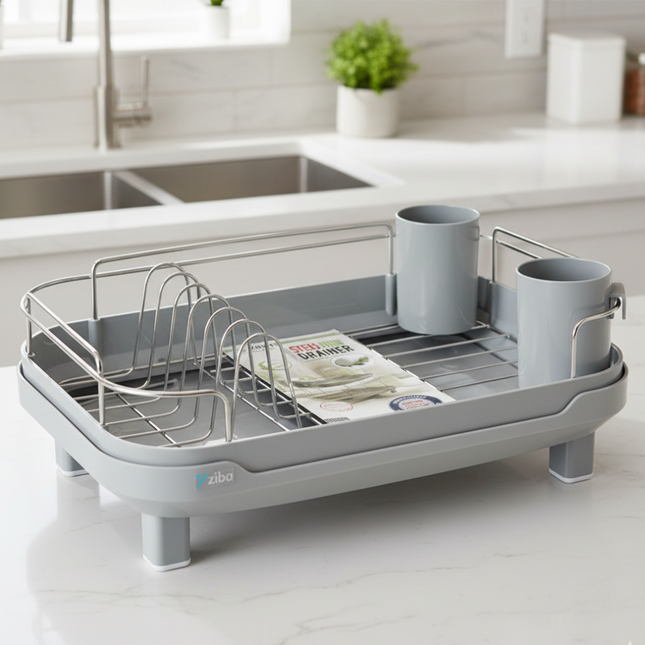 MajesticDry Single-Tier Dish Rack with Drainer (31140) – by Ziba - All-In-One Store Pakistan