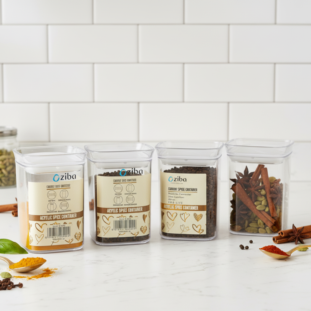 Signature Acrylic Stackable Airtight Jar with Transparent Lid by Ziba - All-In-One Store Pakistan