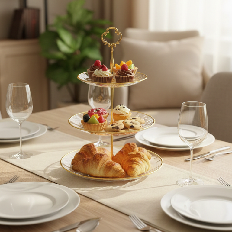 DelightTower 3-Tier Golden Serving Stand - All-In-One Store Pakistan