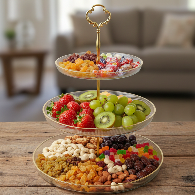 DelightTower 3-Tier Golden Serving Stand - All-In-One Store Pakistan