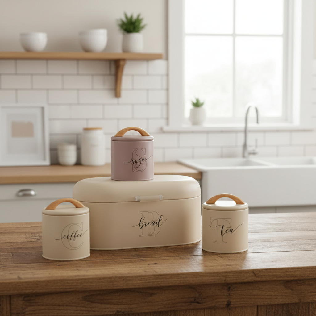 MultiColor 4-Piece Bread, Tea, Coffee, and Sugar Canister Set - All-In-One Store Pakistan