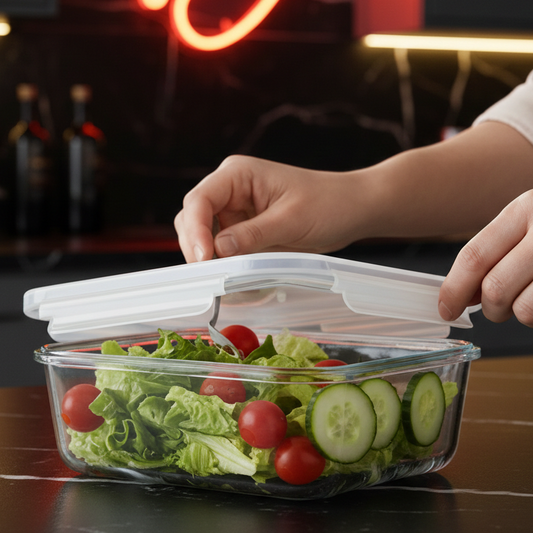 850ML Rectangular Glass Container with Lid (1802) by Limon - All-In-One Store Pakistan