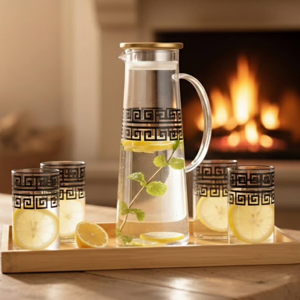 PrintedRim 8-Pcs Glass Beverage Set - All-In-One Store Pakistan