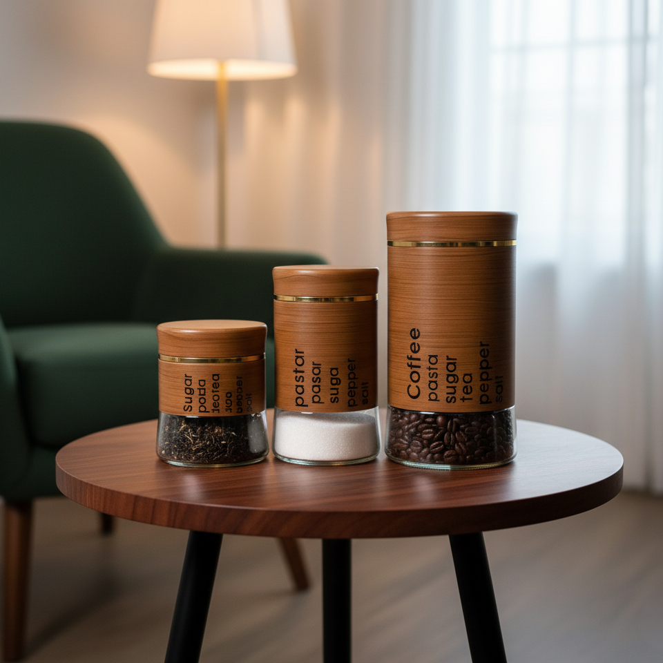 Coffee, Sugar & Tea Premium Glass Canister Set (Pack of 3) - All-In-One Store Pakistan