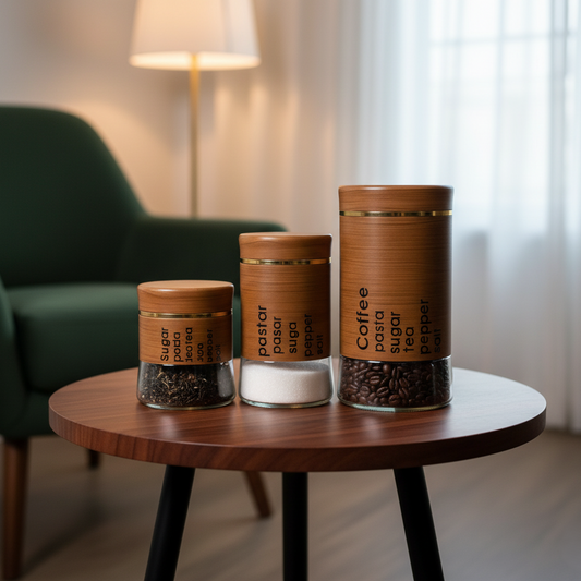 Coffee, Sugar & Tea Premium Glass Canister Set (Pack of 3) - All-In-One Store Pakistan