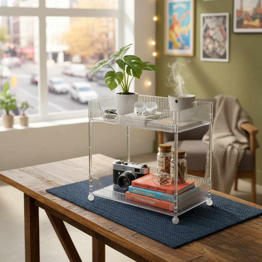 ClearStack 2-Tier Ribbed Acrylic Organizer - All-In-One Store Pakistan
