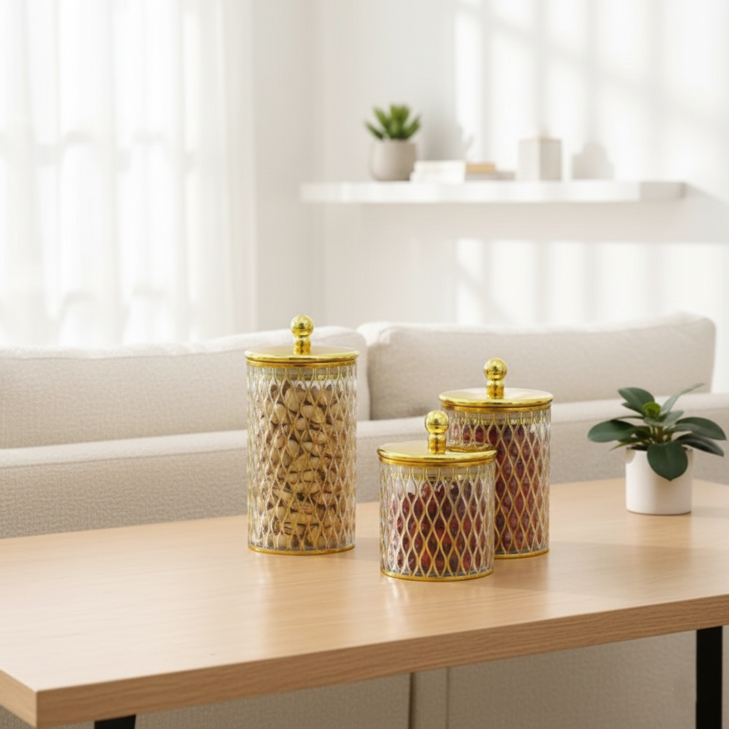 Wavy Canister Trio - Transparent - All-In-One Store Pakistan