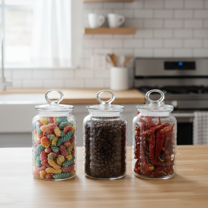 3-Pcs Rustic Design Handmade Glass Canister Set by Limon - All-In-One Store Pakistan