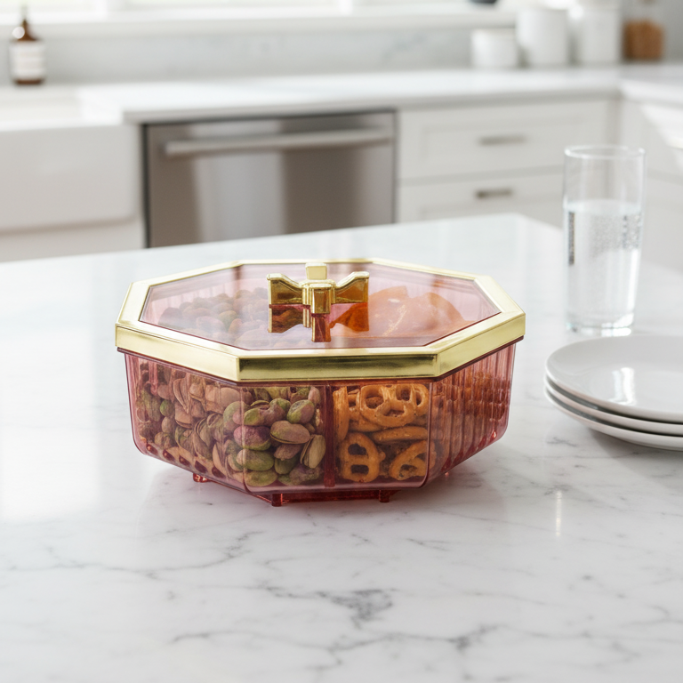 Rotatable Octagonal Dry Fruit & Snacks Container - All-In-One Store Pakistan