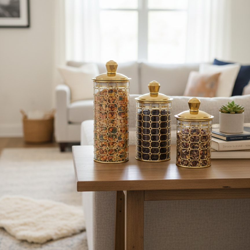 Octagon & Diamond Canister Trio - Transparent - All-In-One Store Pakistan