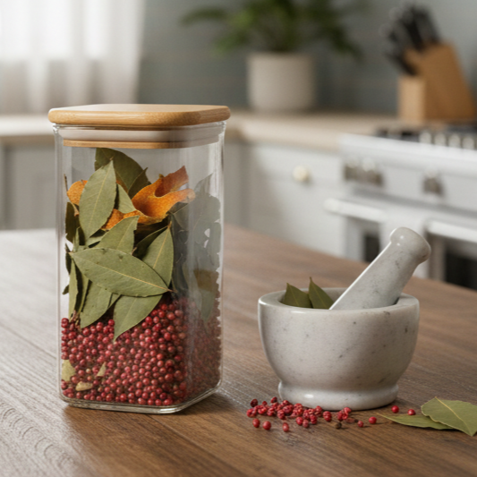 500ml Square Food Storage Jar with Wooden Lid (2197) by Limon - All-In-One Store Pakistan