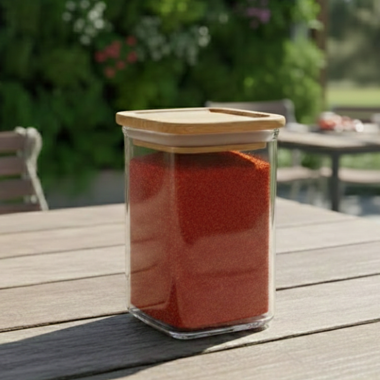 400ml Square Food Storage Jar with Wooden Lid (2198) by Limon - All-In-One Store Pakistan