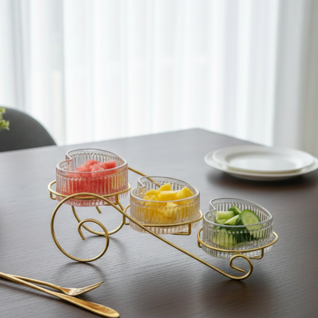 EliteCurve Heart-Shaped Glass Serving Trio (1120) - All-In-One Store Pakistan