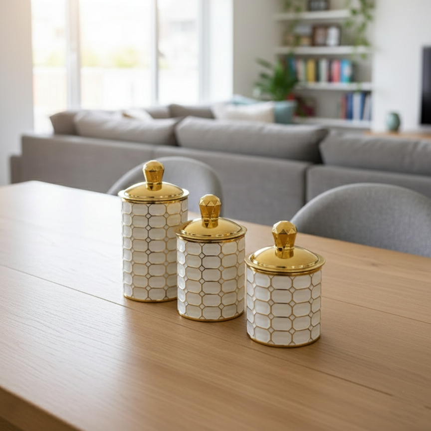 Octagon & Diamond Canister Trio - Solid - All-In-One Store Pakistan