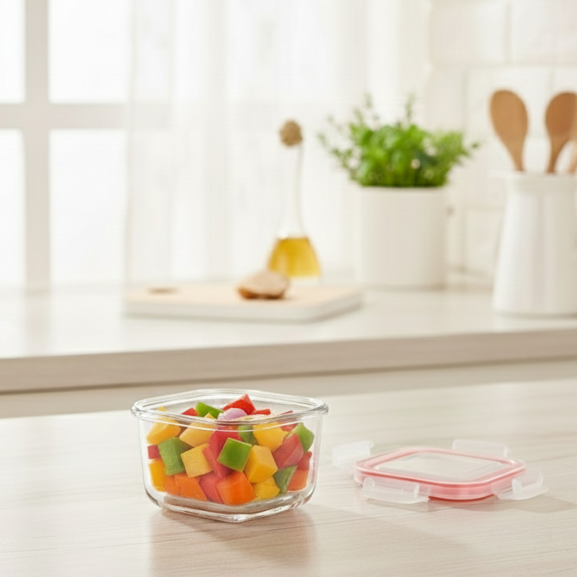 200ML Square Glass Container with Lid (1976) by Limon - All-In-One Store Pakistan