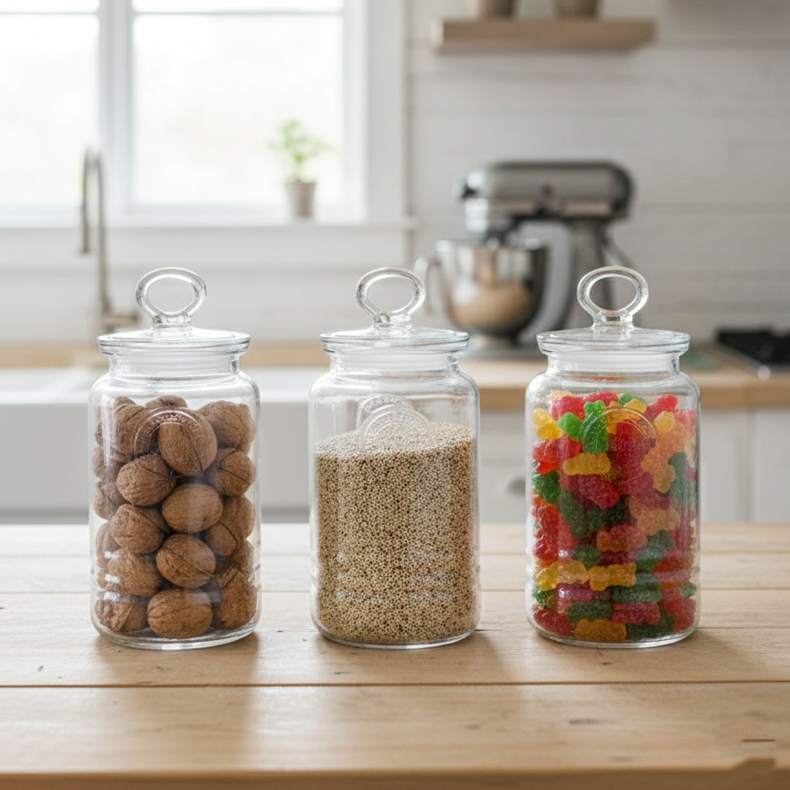 3-Pcs Rustic Design Handmade Glass Canister Set by Limon - All-In-One Store Pakistan