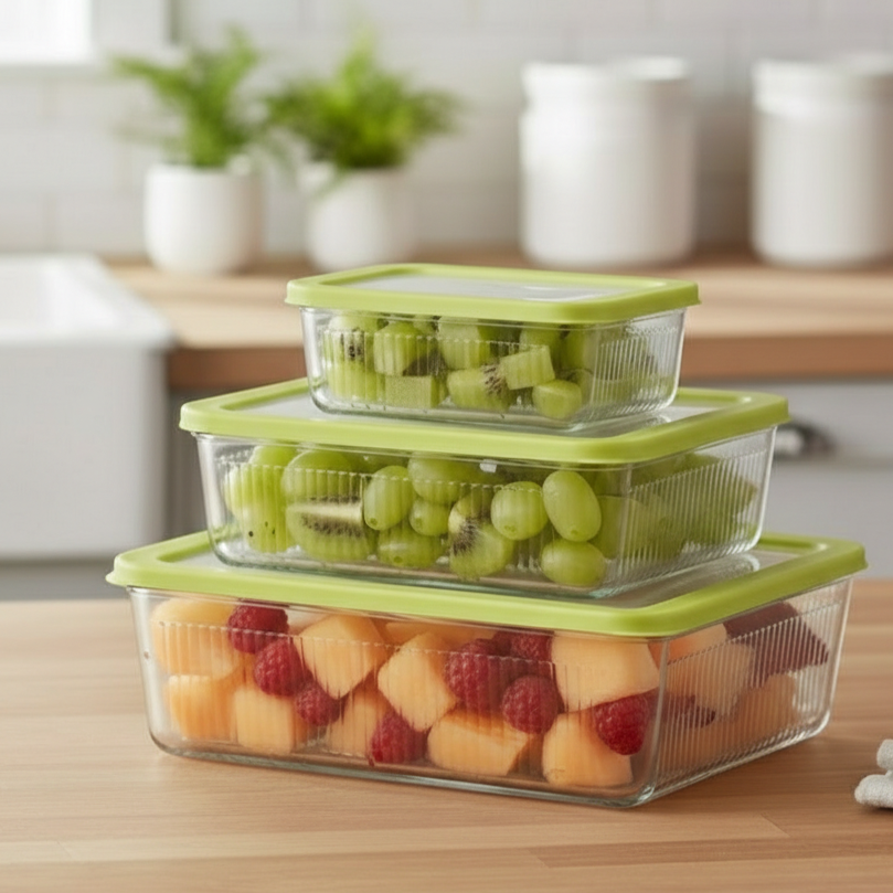 3-Pcs Unbreakable Glass Container Set (2100) by Limon - All-In-One Store Pakistan