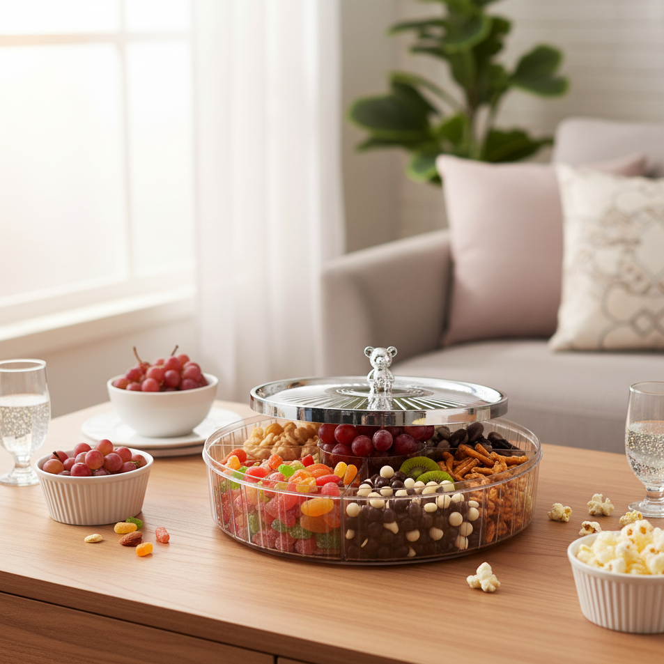 Elegance 5-Partition Round Dry Fruit Tray - All-In-One Store Pakistan