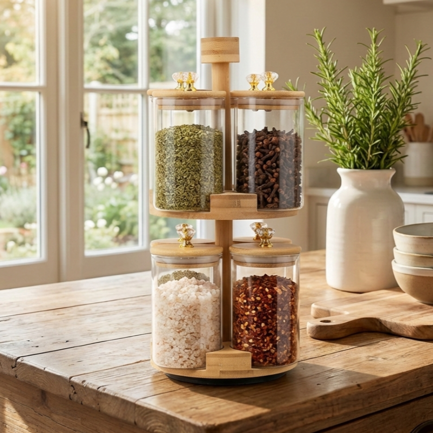 360° Rotating 2-Tier Spice Tower (1140) - All-In-One Store Pakistan