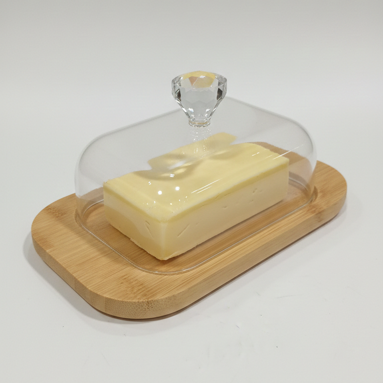 Rustic Wooden Butter Dish with Clear Lid & Knob - All-In-One Store Pakistan