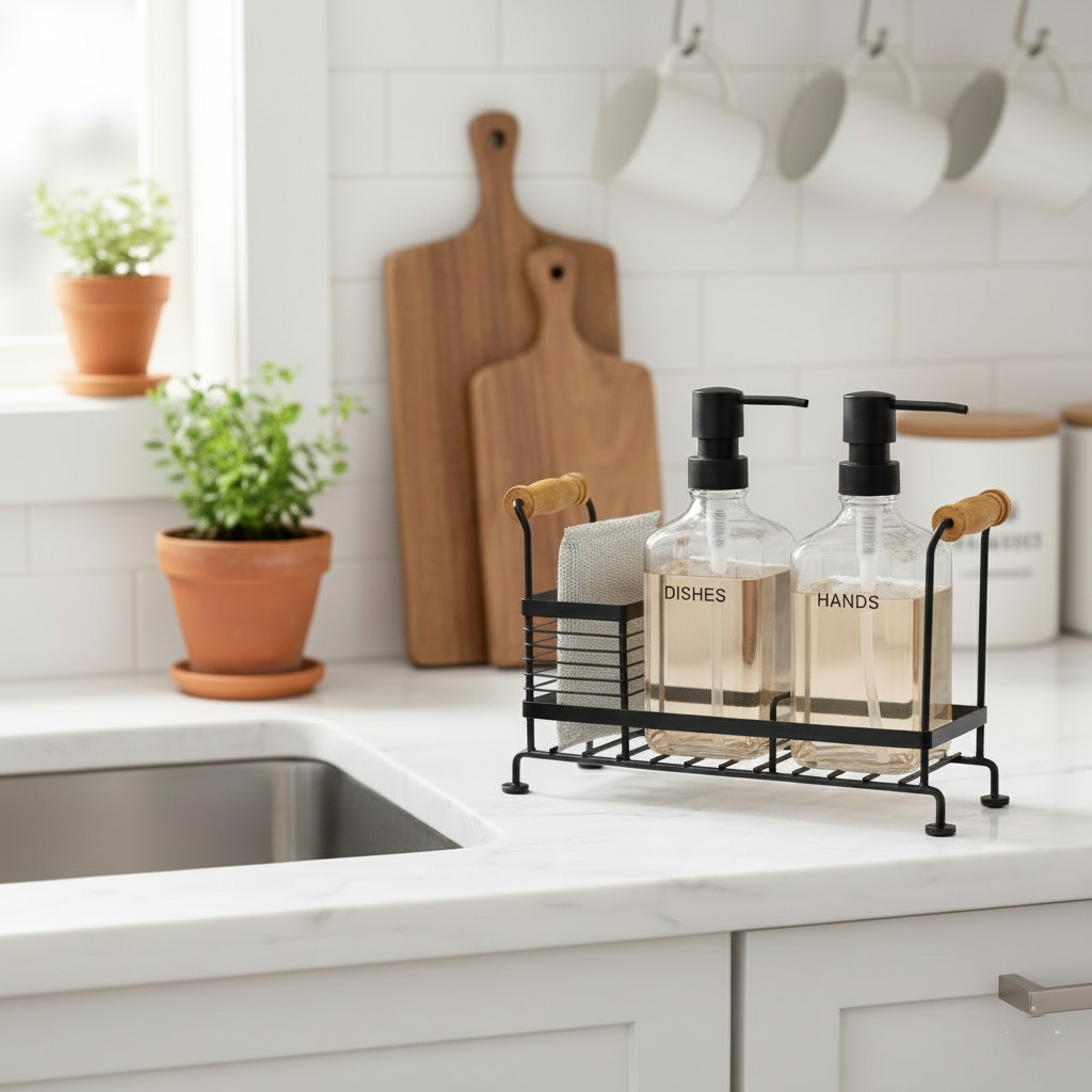 Glass Liquid Dispensers Set with Stand and Sponge by Limon - All-In-One Store Pakistan
