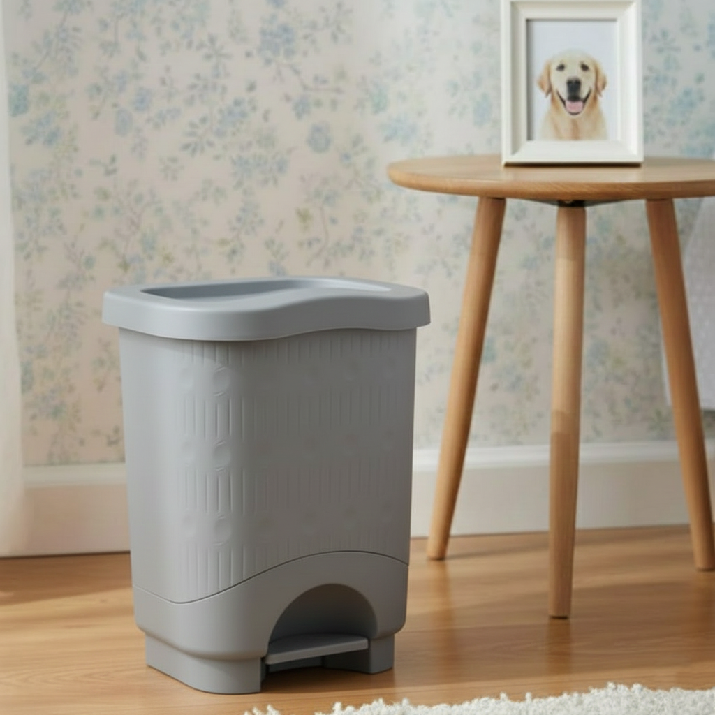 7L Bamboo-Style Dustbin with Pedal (1582) by Limon - All-In-One Store Pakistan