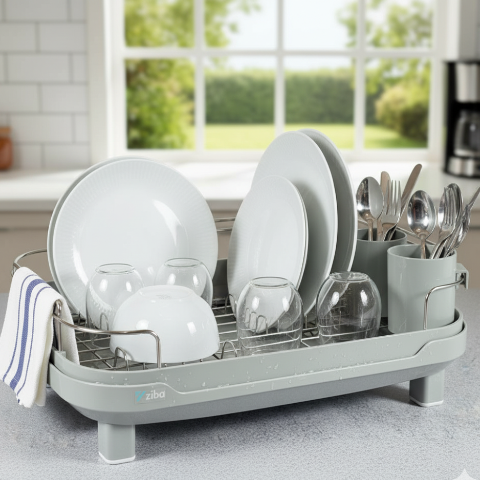 MajesticDry Single-Tier Dish Rack with Drainer (31140) – by Ziba - All-In-One Store Pakistan