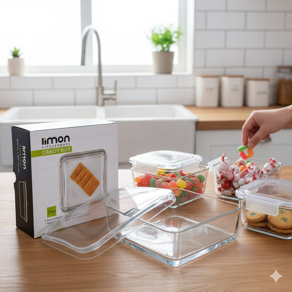 CrystalVault Glass Snacks Box (2154) By Limon - All-In-One Store Pakistan