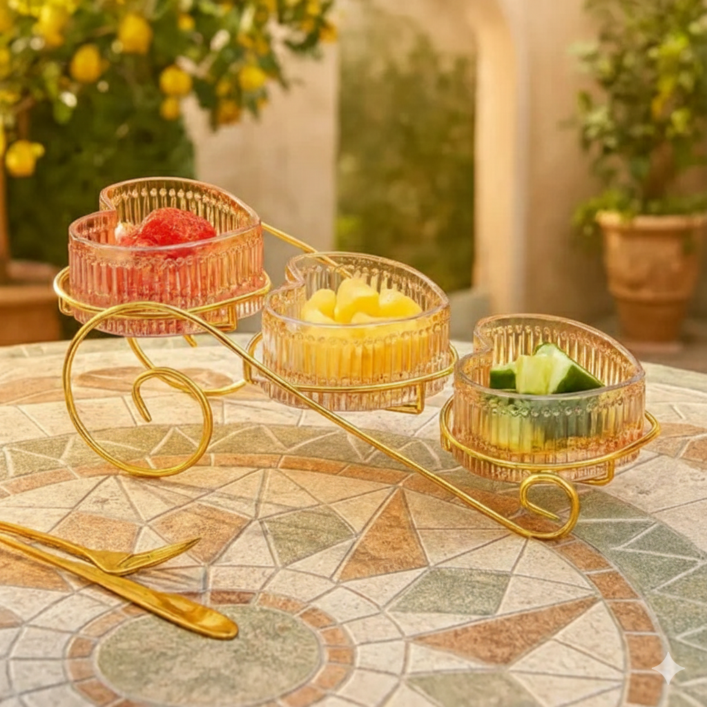 EliteCurve Heart-Shaped Glass Serving Trio (1120) - All-In-One Store Pakistan