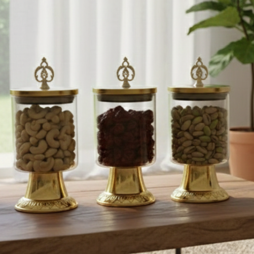 3Pcs Royal Lid Airtight Glass Jar (1124) - All-In-One Store Pakistan