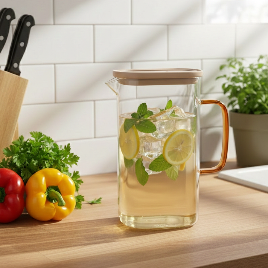 CrystalSeal Glass Pitcher with Airtight Lid - All-In-One Store Pakistan