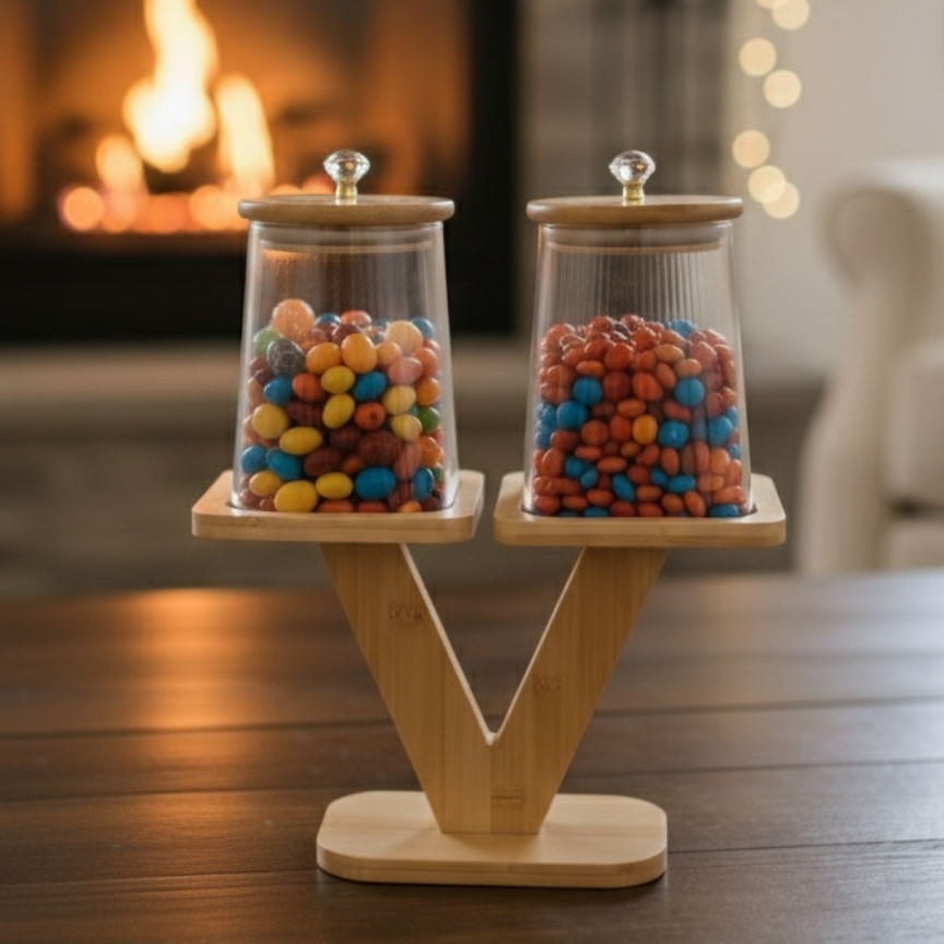 V-Crest Ribbed Glass Bamboo Display (1110) - All-In-One Store Pakistan