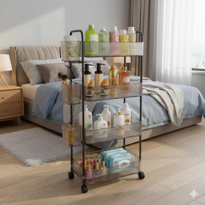4-Tier Acrylic Utility Rolling Trolley (2374) by Limon - All-In-One Store Pakistan