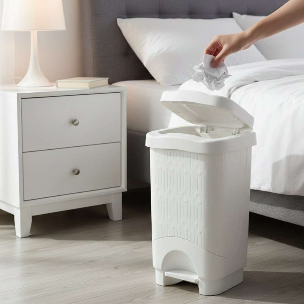 18L Bamboo-Style Dustbin with Pedal (1580) by Limon - All-In-One Store Pakistan