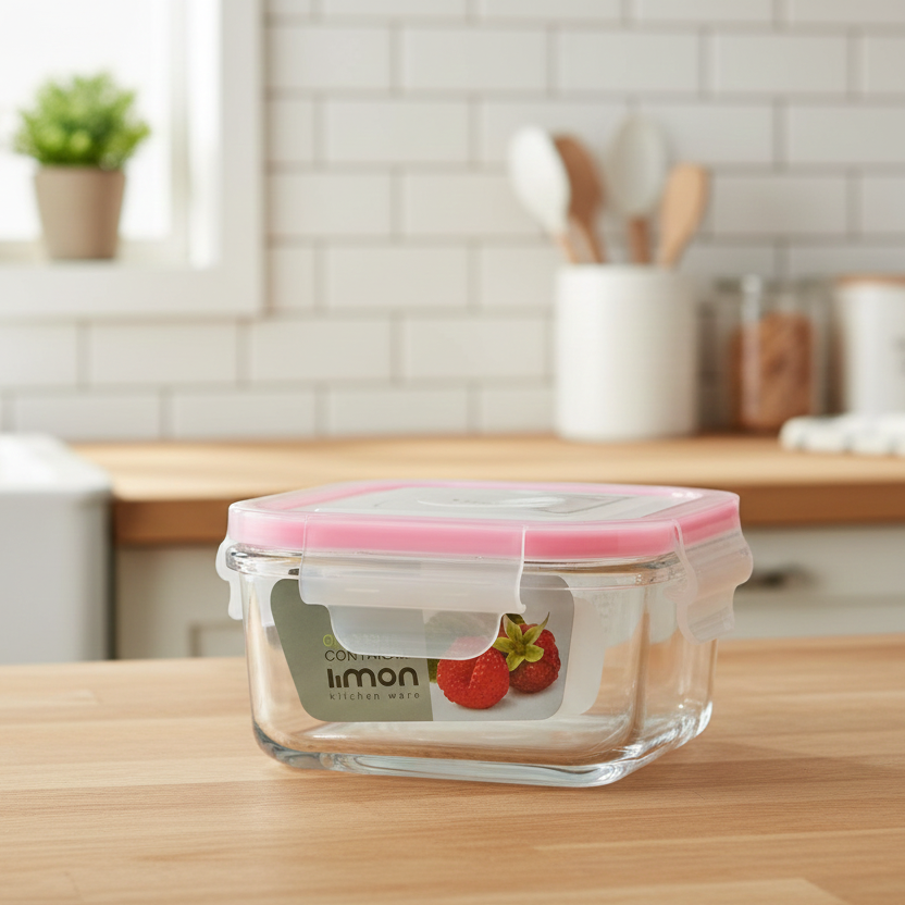 440ML Square Glass Container with Lid (2014) by Limon - All-In-One Store Pakistan
