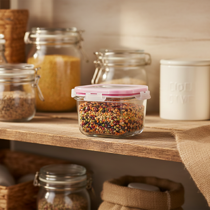 200ML Square Glass Container with Lid (1976) by Limon - All-In-One Store Pakistan