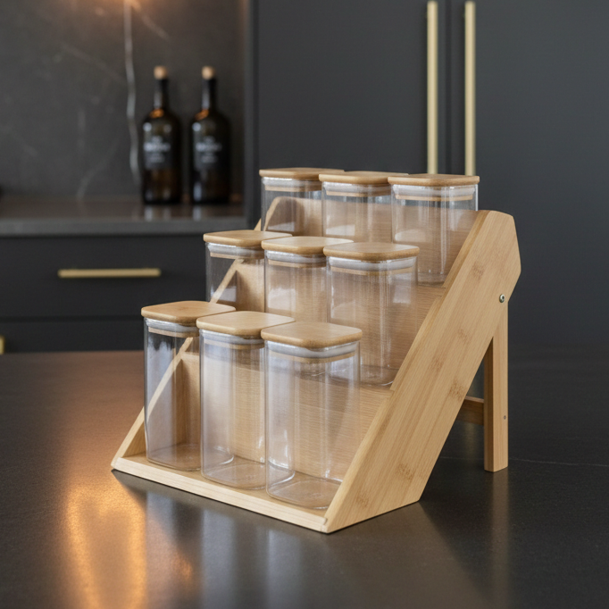 3-Tier Bamboo Spice Staircase (1130) - All-In-One Store Pakistan