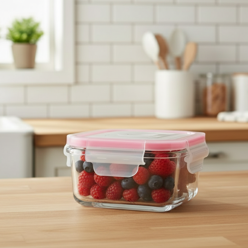 440ML Square Glass Container with Lid (2014) by Limon - All-In-One Store Pakistan