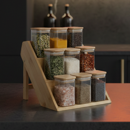3-Tier Bamboo Spice Staircase (1130) - All-In-One Store Pakistan