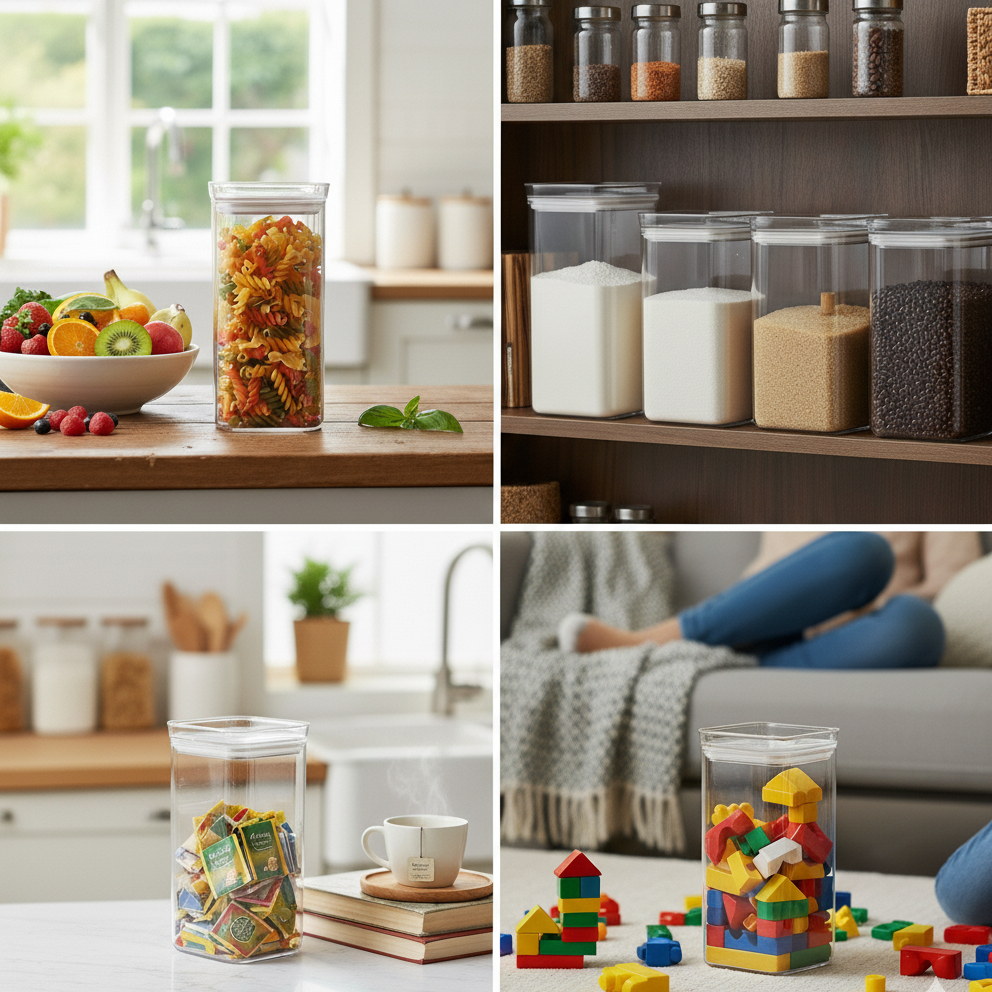 Signature Acrylic Stackable Airtight Jar with Transparent Lid by Ziba - All-In-One Store Pakistan