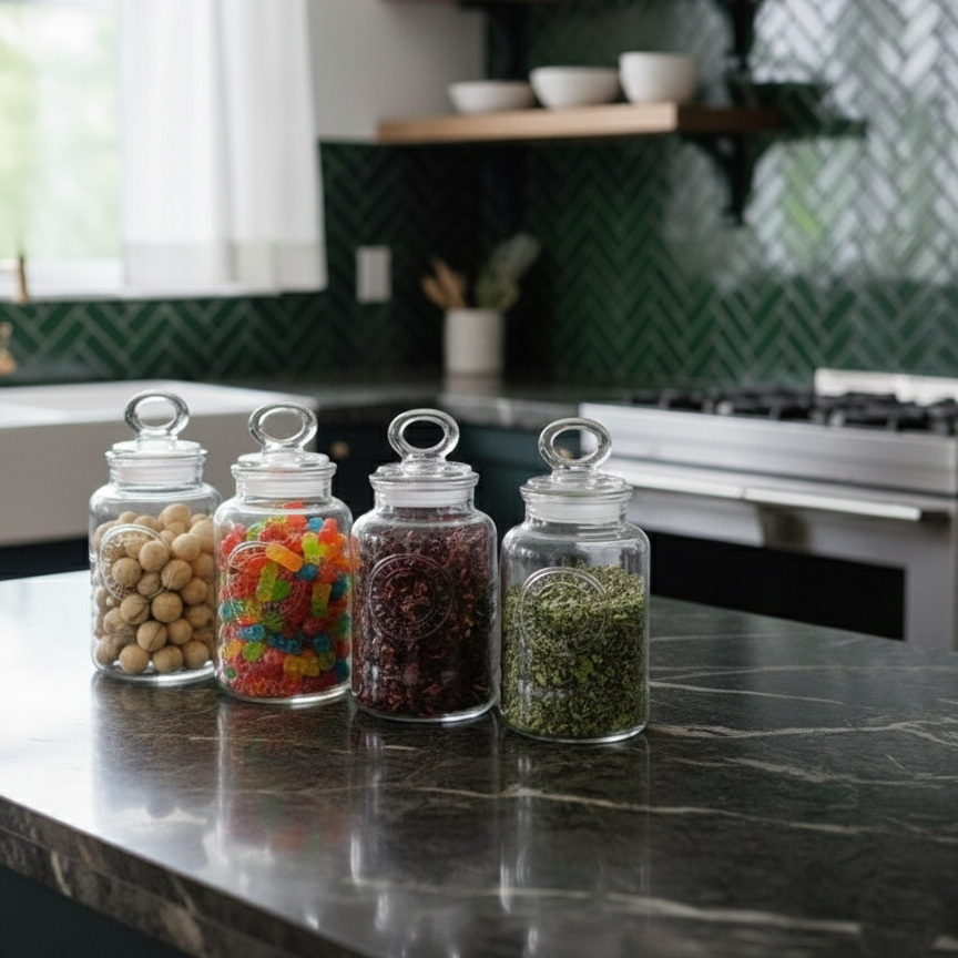 4-Pcs Rustic Design Handmade Glass Canister Set (2007) by Limon - All-In-One Store Pakistan