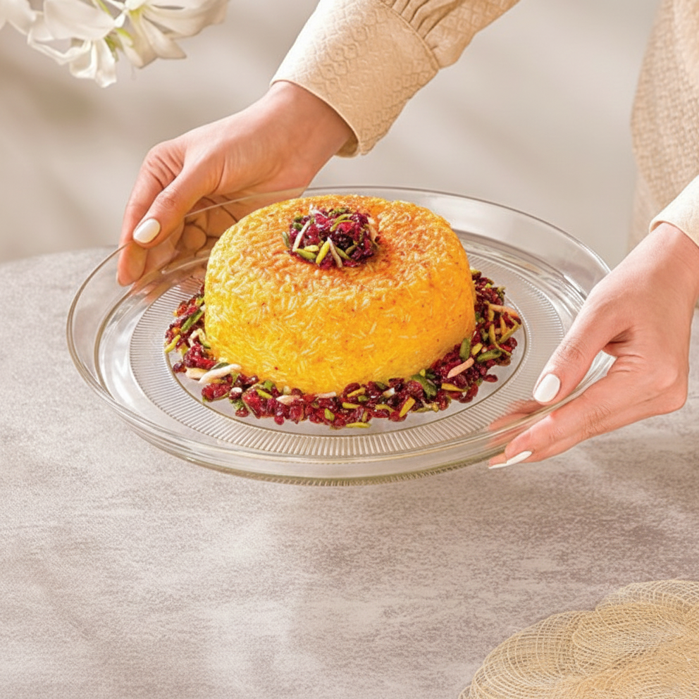 Majestic Round Glass Serving Platter by Limon - All-In-One Store Pakistan