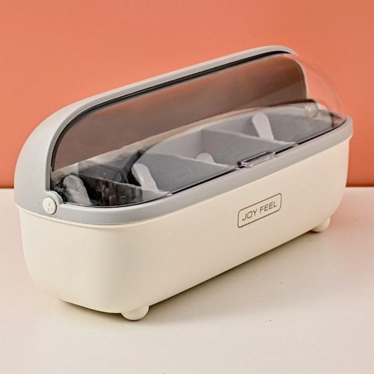 Minimalist 4-Compartment Spice Box with Spoons - All-In-One Store Pakistan