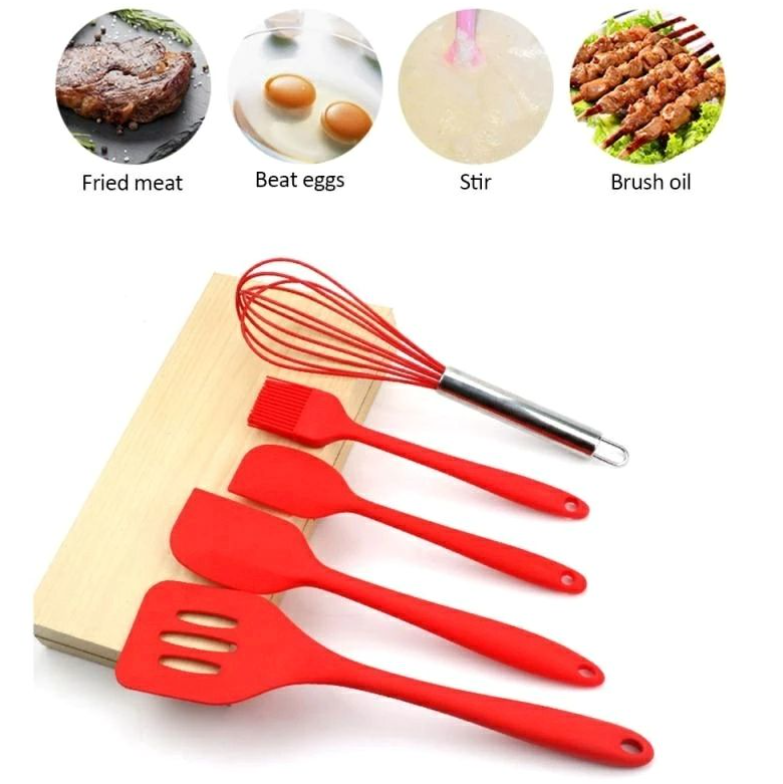5-Piece Silicone Utensils Set - All-In-One Store Pakistan